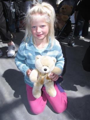 Shiya Roger (5), of Athol, with Bear Bear