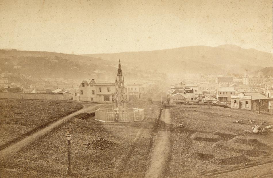 Dunedin (north) from the Octagon, 1867. Silver albumen on card. PHOTO: HENRY A. FRITH. HOCKEN...