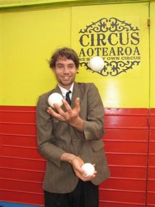 Juggler and ladder balancer Luke Forrester (19) has come all the way from Motueka. Photos by...