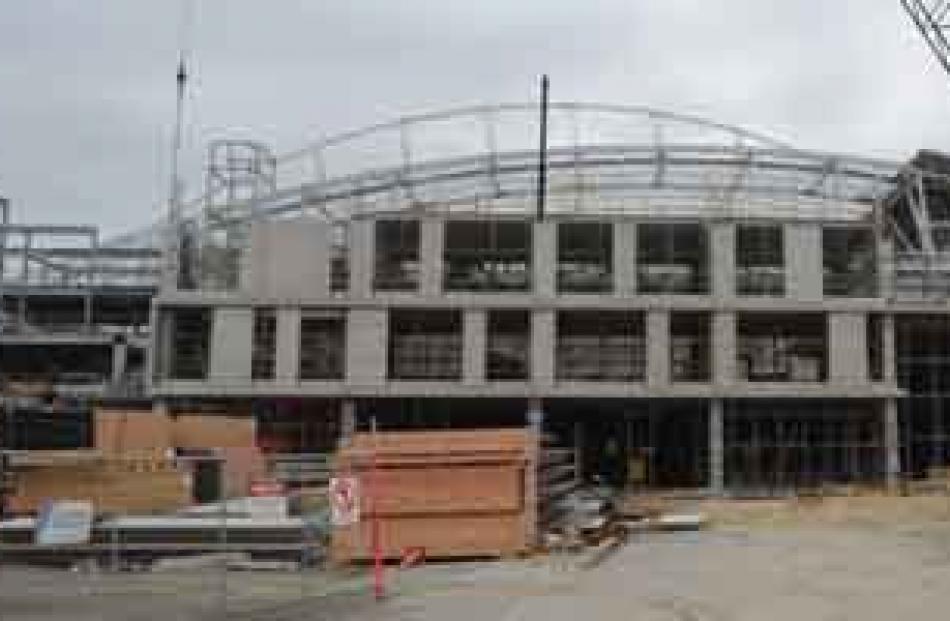 Work is under way on the University of Otago's Oamaru stone-clad building, on the Logan Park side...