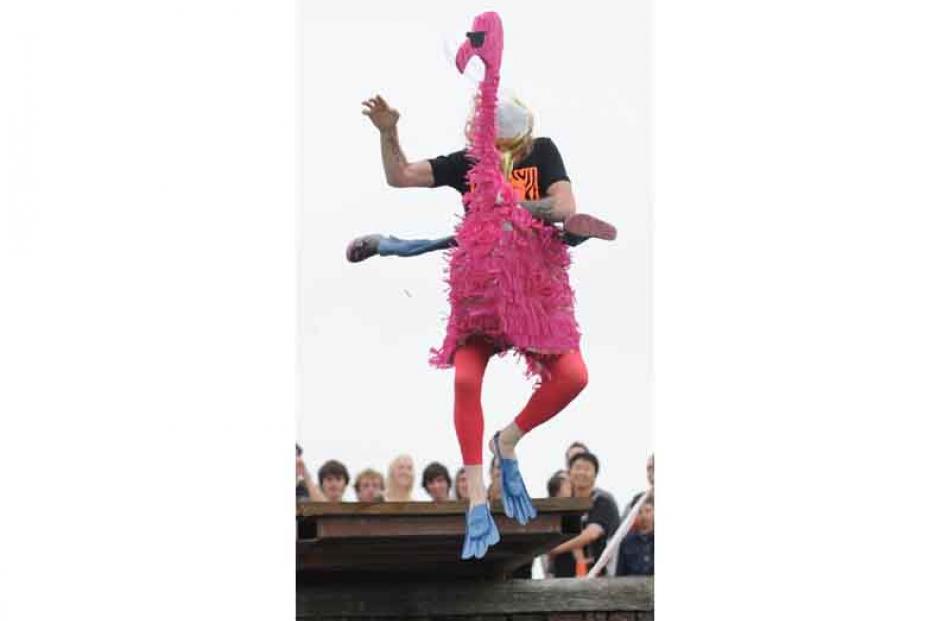 A competitor performs a jump.