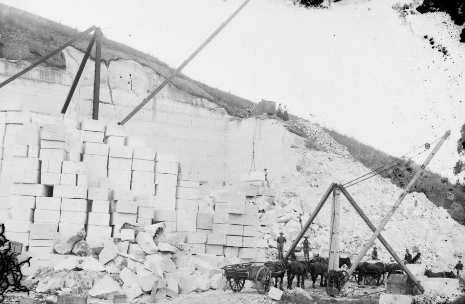 An unidentified North Otago quarry from the Oamaru Totara Tree Stone Company era. 