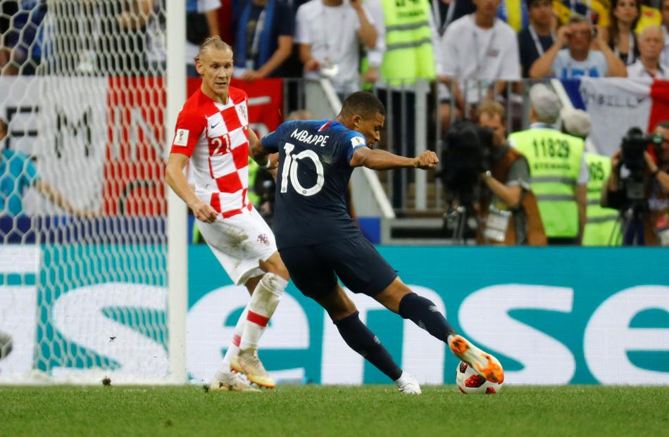 France's Kylian Mbappe scores their fourth goal. Photo: Reuters