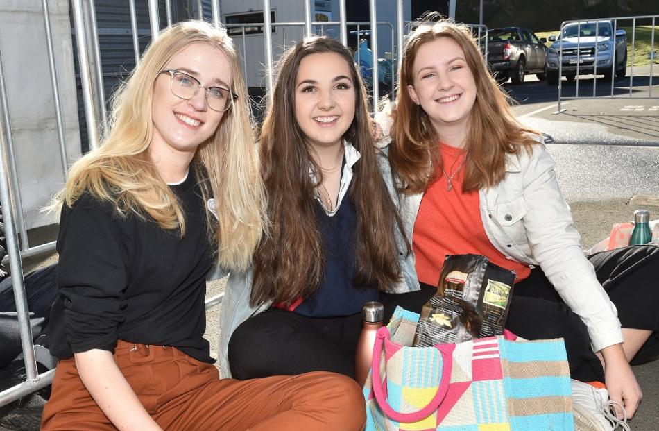 Christchurch friends (from left) Katie Ryan (18), Izzy Bloxham (17) and Jodie Worthington (17)...