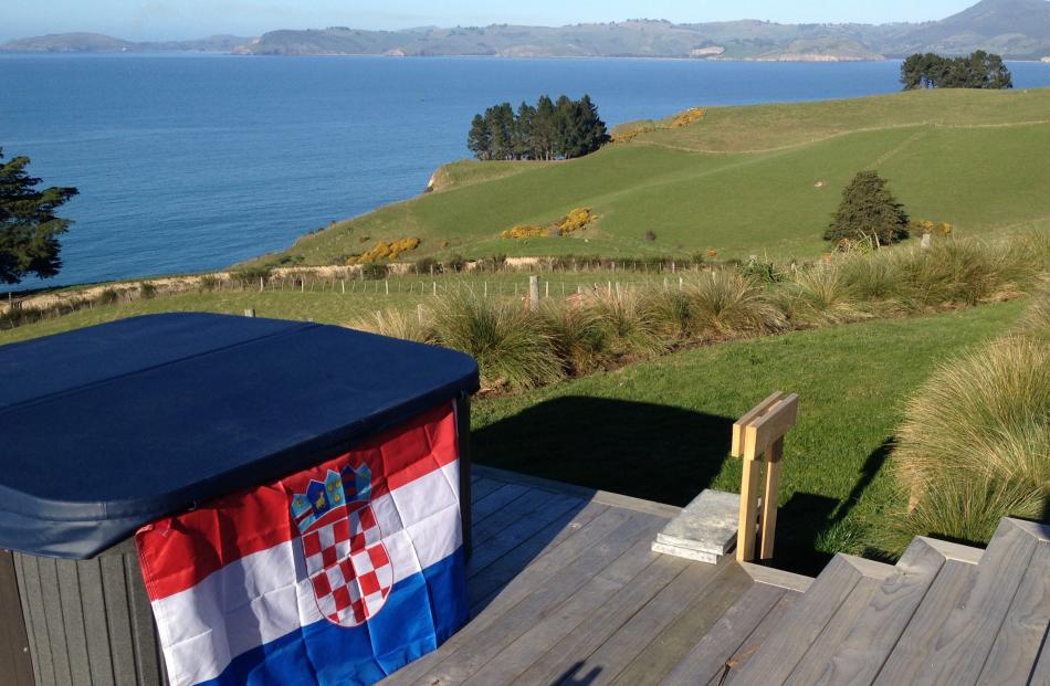 The Croatian flag flies from the spa at the Karitane property.