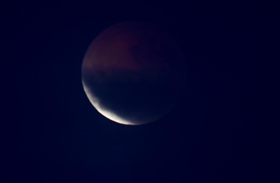 The moon before it appeared 'blood red' over Dunedin this morning. Photo: Stephen Jaquiery