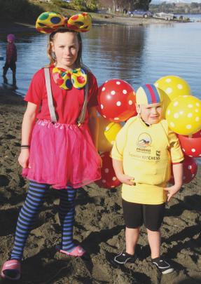 Hannah Norris and 5-year-old brother DJ ready for the polar plunge in their fancy dress. DJ was a...