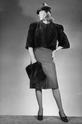 Mooneys Furs cropped jacket and muff, 1940s. Photo: Clifton Firth, courtesy of Auckland Libraries...