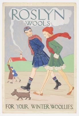 Roslyn Knitting Mills advertisement illustrated by Heather masters, 1931. Image: Te Papa
