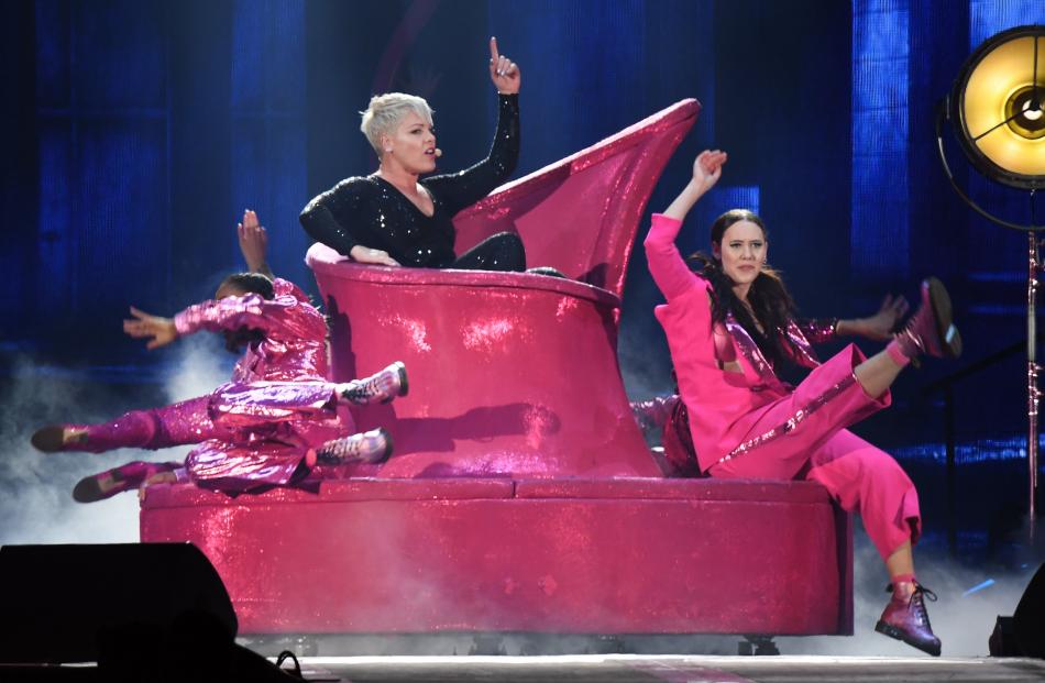 Pink performs one of her hit songs, So What. PHOTO: STEPHEN JAQUIERY













