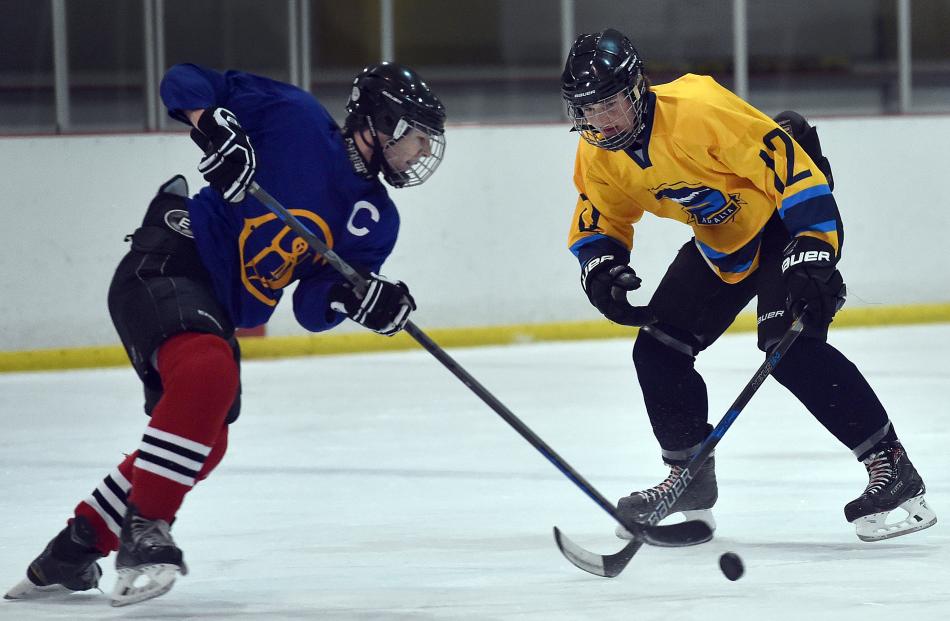 Hayden Boul, of Christchurch Boys' High School (left) and Rohan Key, of Wakatipu High School, do...