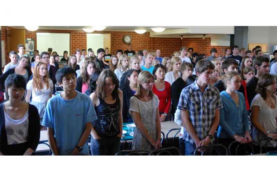 Around 140 students and staff respected the 2 minutes silence together at Carrington College....