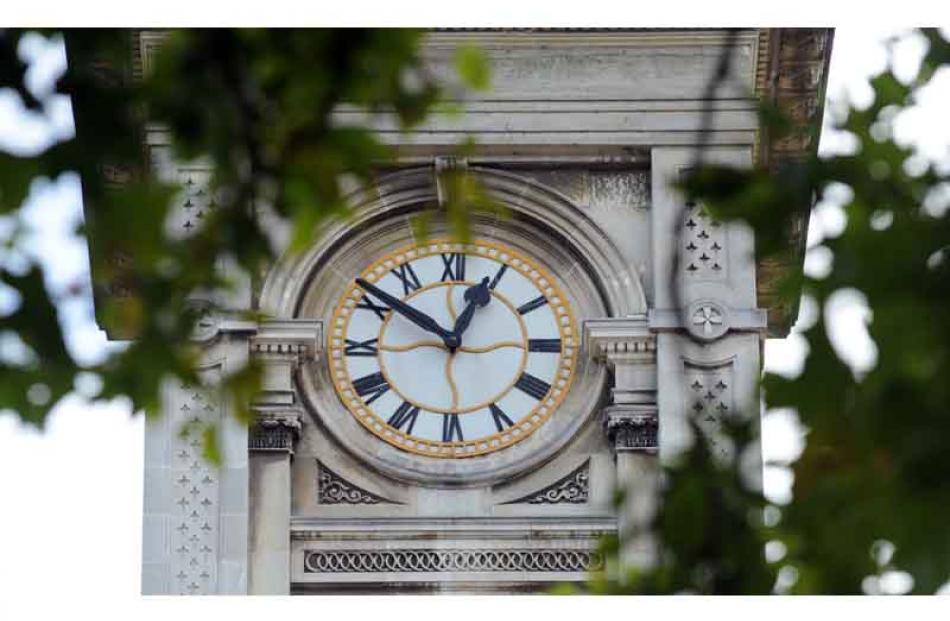 The Town Clock showing 12.51pm, during the 2 minutes silence in the Octagon for the victims of...