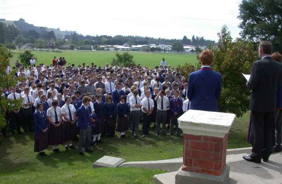 Silent . . . St Kewinn's College principal Paul Olsen (right) and student leader Willaim Plunket...