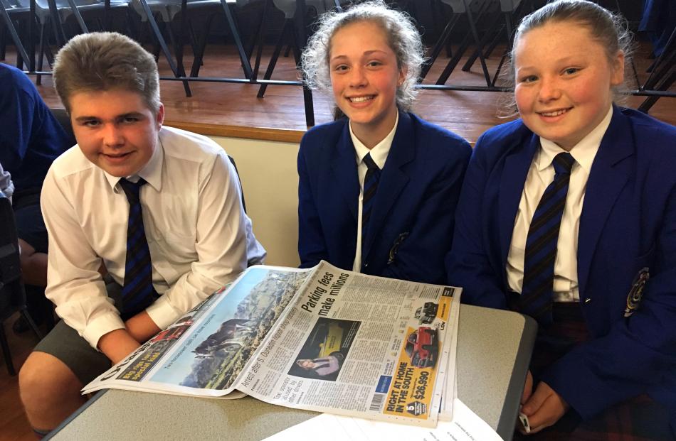 A St Kevin's College team comprising (from left) Cameron Mater (15), Sarah Herbst (14) and...