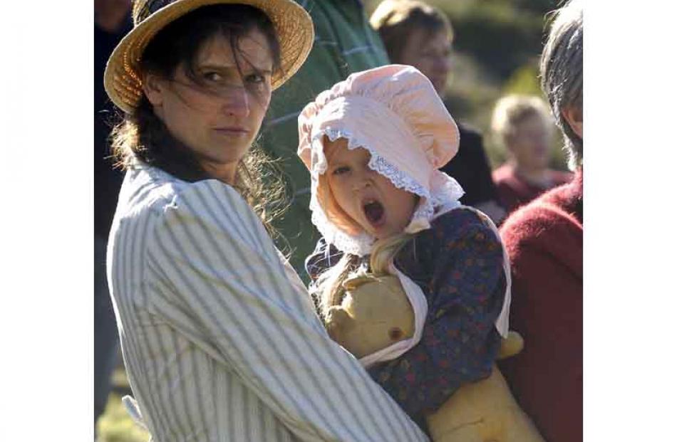 Imogen Barlow (4), of Lawrence finds proceedings tiring. Pictured with her mother Jenny Barlow....