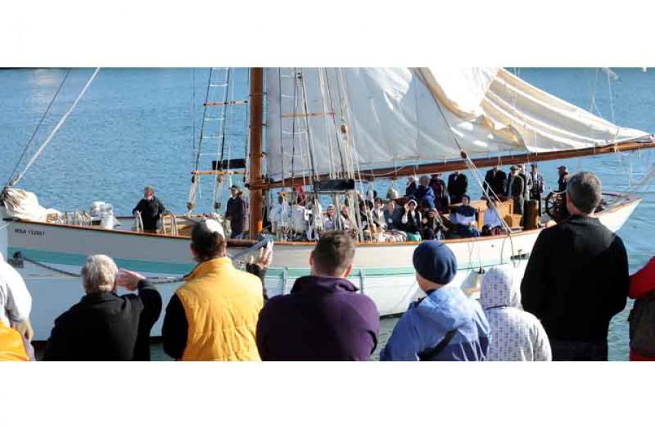 People in period costume aboard Steadfast. Photo by Peter McIntosh.
