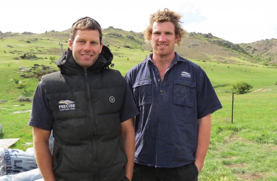 Farm workers travelled from the Maniototo to attend the Fencing Contractors Association of New Zealand field day at Earnscleugh Station, near Alexandra, last Friday. From left are Bradley Sutton, of the Styx and the Lake District, Cumbria, UK, Samuel Brad