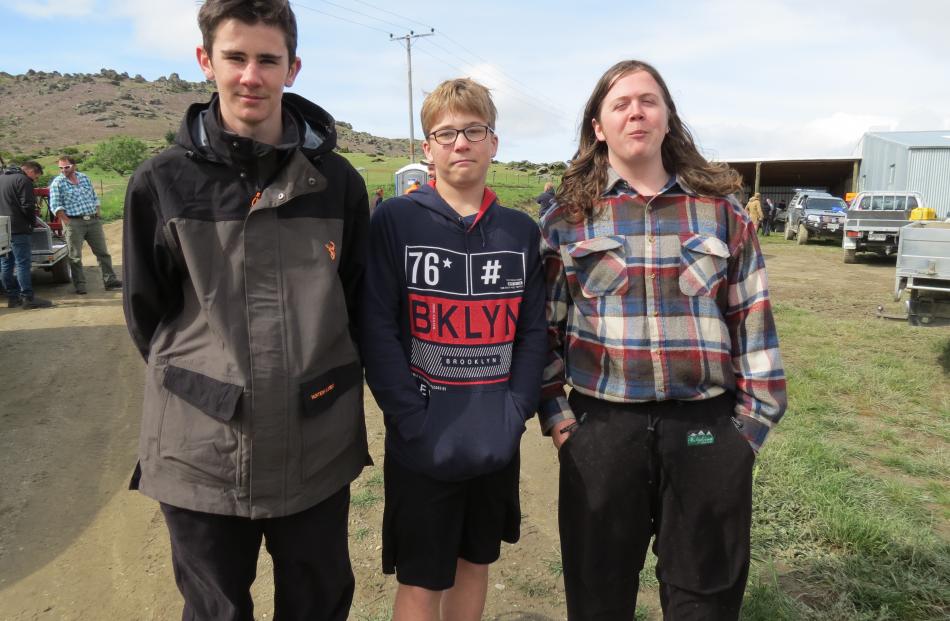 Dunstan High School pupils (from left) Bob Watson (15), Ryan Ward (15) and Dylan Tapper (16) attended the field day. 