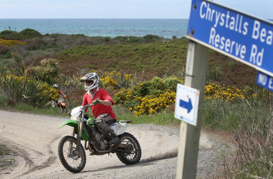 After racing down Chrystalls Beach some of the 900 off road motorcycle riders on the1 6th annual Lakes to Sea trail ride for off road bikes and ATVs at Milton. Photo: John Cosgrove