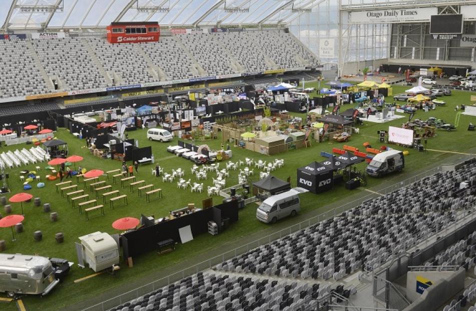 Forsyth Barr Stadium was abuzz with activity yesterday as stall-holders prepared for the Great...