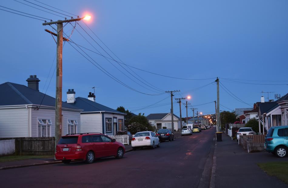 Old high-pressure sodium streetlights in Melbourne St earlier this week. Photos: Gregor...