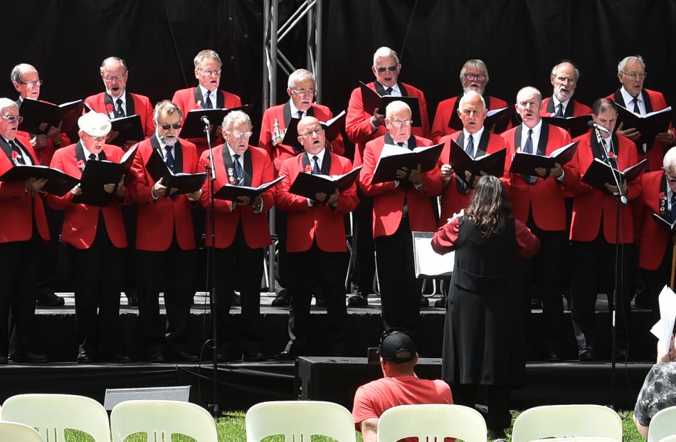 The Dunedin Returned and Services Association choir performs during  the Otago Museum’s Armistice...