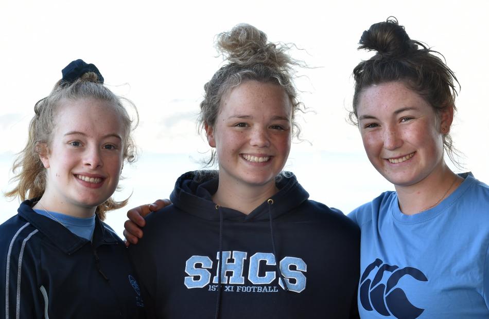 Tamara Mason (17), Emily Hurdle (16) and Sophie Sinclair (17) of St Hilda's Collegiate School. 