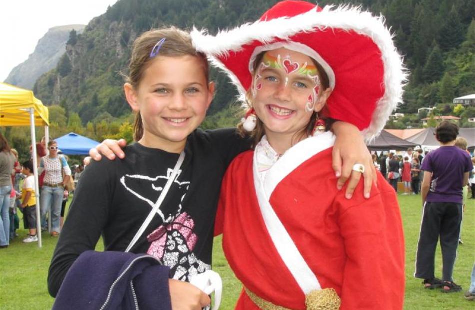 Maddie Reedy (left) and Lily "Mrs Claus" Brabant (both 9) of Queenstown, at the Queenstown...