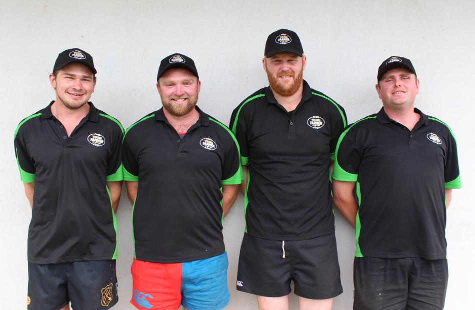 The top four Young Farmers from the Otago District competition who will go on to compete at the regional competition in February 2019, are (from left) Tom Blackmore 1st, James Robson 2nd, Linton Palmer 3rd and Luke Templeton 4th.
