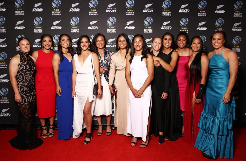 Members of the Black Ferns Sevens, New Zealand Rugby's team of the year. Photos: Getty Images 