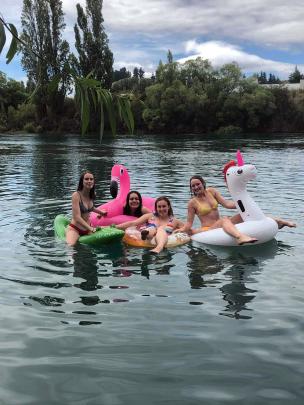 Libby Callaghan, Meara Acheson-Kappely, Ciara Lawlor and Tata McNally (all 17) enjoy a dip on a...