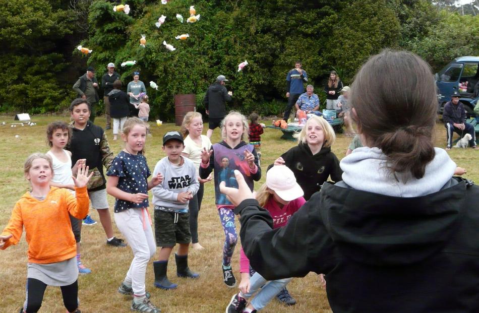 Josie MacIntosh (13) of Invercargill is the centre of attention as she marshals the lolly...