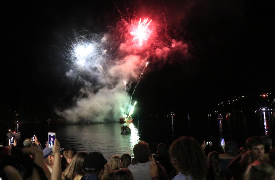 New Year's Eve 2019 fireworks on Queenstown Bay. Photo: Paul Taylor