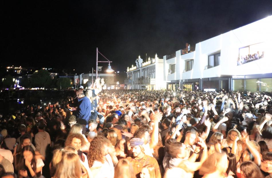 The crowd at the dance stage on Marine Parade, Queenstown, was jumping. Photo: Paul Taylor