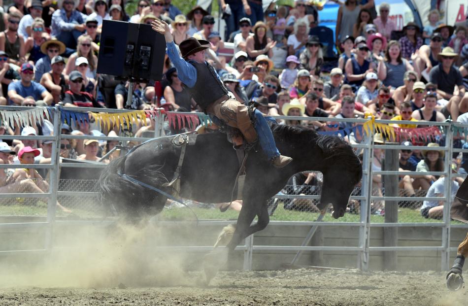 Open bareback winner at the Wanaka Rodeo, Stuart de Ridder.