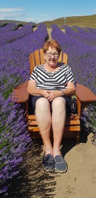 Zelda Matheson sits among the lavender at the New Zealand Alpine Lavender farm, Twizel. Photo:...