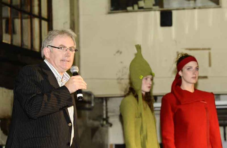 Paul Dwyer, advertising executive for the ODT, speaks at the opening of ID Fashion Week in the...