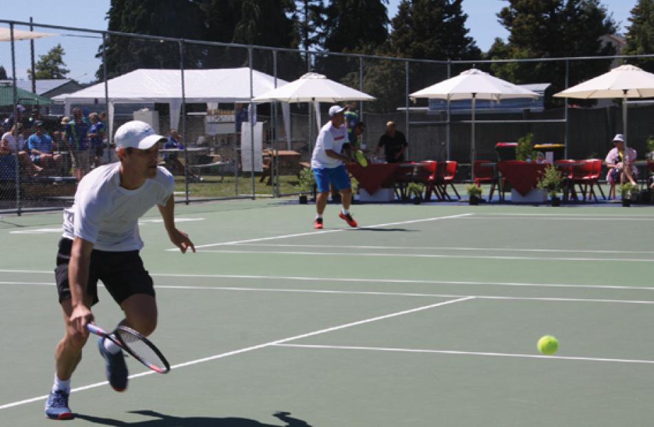 Finn Tearney (foreground) in action against Kiranpal Pannu on the first day, retiring in the...