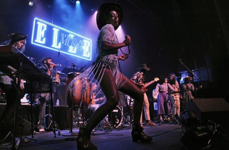 Solange Knowles performs with her band at ELLE magazine's second annual Women in Music event in...