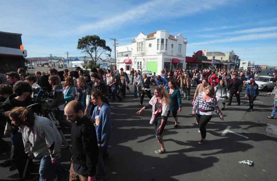 Filming in South Dunedin.