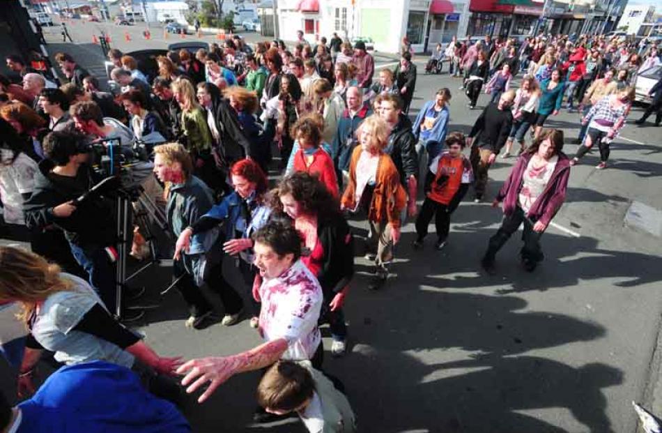 Filming in South Dunedin.
