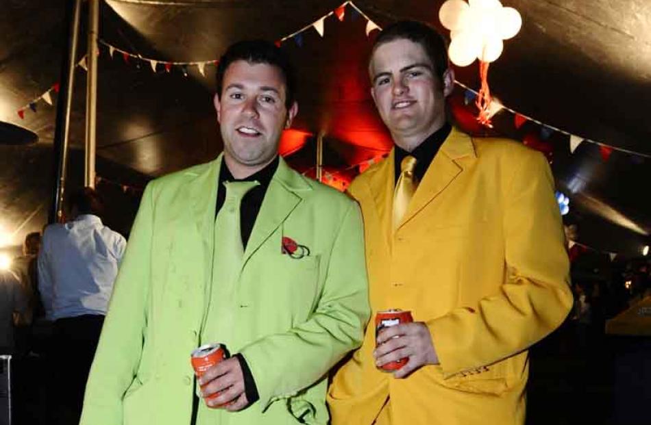 Grant Kennedy (25) and David Lindsay (26), farmers from Drummond, Southland.