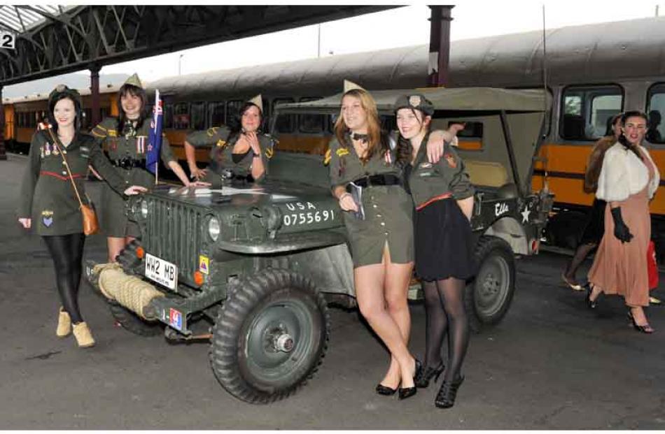 Re-enacting a wartime scene with a vintage Jeep.