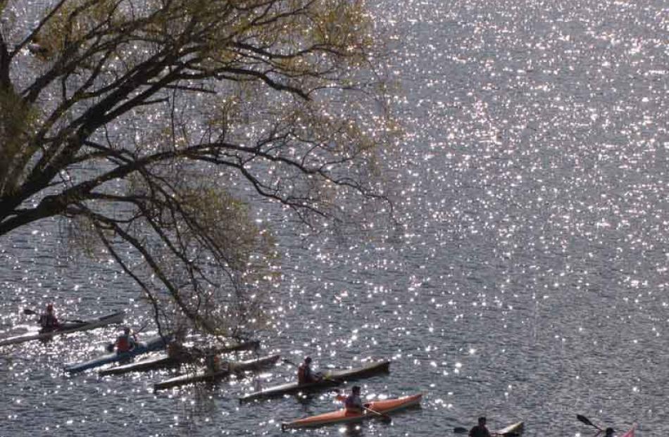 The kayak entrants are ready for the starter's gun.