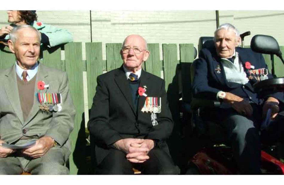 Milton based World War One veterans Colin Flett, Bill Sinclair, and Robin Byers, at the...