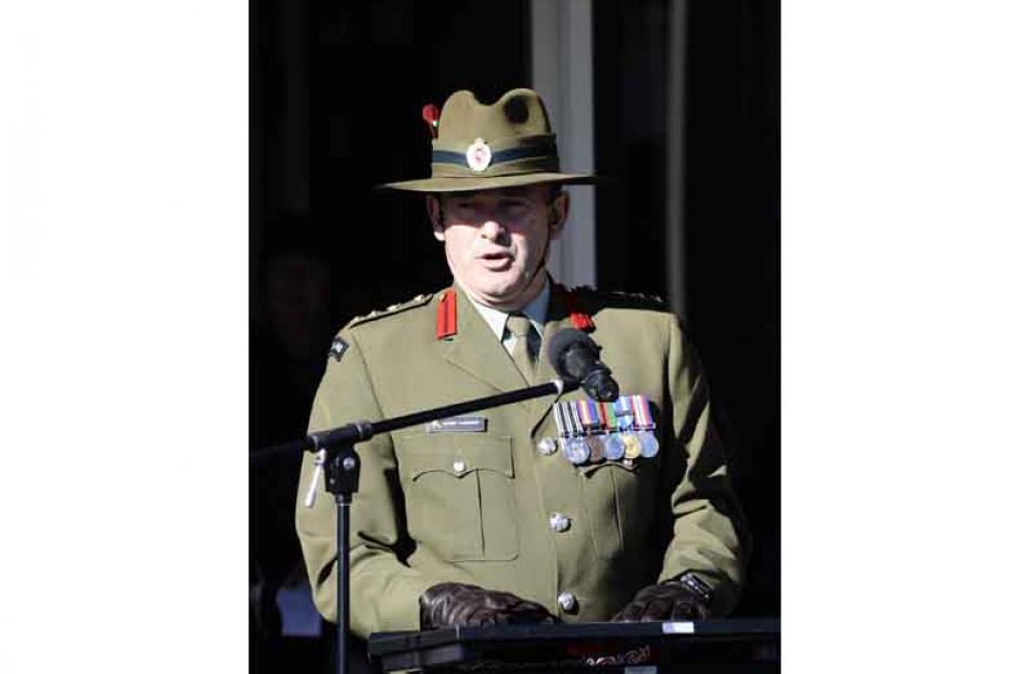 Lieutenant-Colonel Roger McElwain at the Anzac Day service at Montecillo Veterans home on Monday...