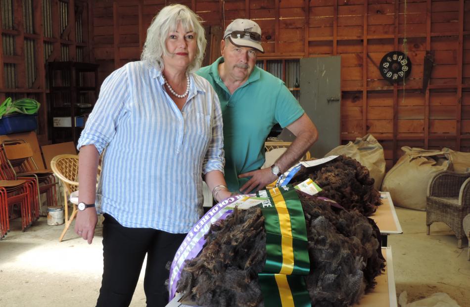 Former farmer Croisella Trengrove and Paul Hessian, visiting from Dunedin, admire the winning...