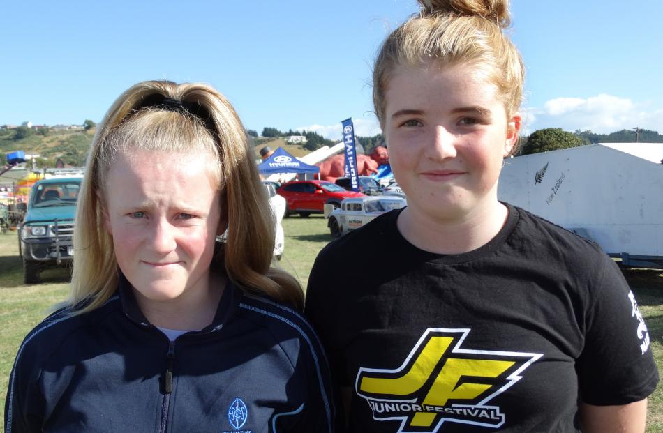 Lucy Taylor (13) and Maddy Phillips (11), both of Kurow.