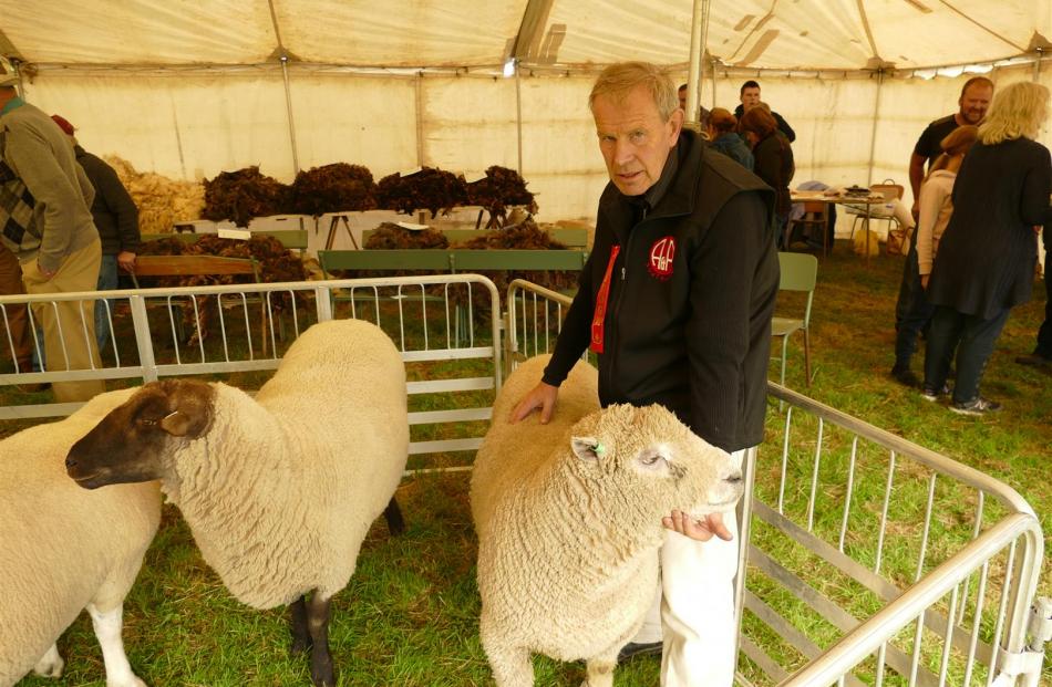 Graham Calder with his Hall Genetics Southdown ram which won the Supreme Sheep of the Show award. Photos: Ken Muir